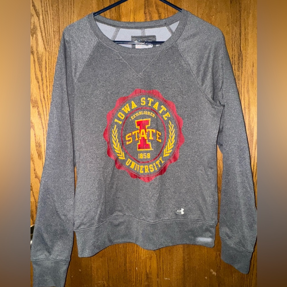 Under Armour Gray Crewneck Sweatshirt with Iowa State Emblem